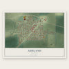 Ashland, Illinois map print, the full design
