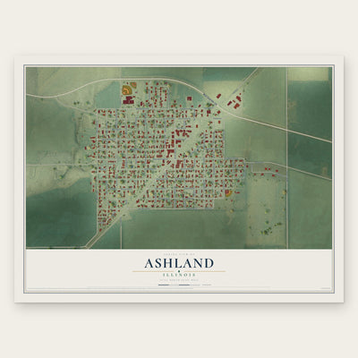 Ashland, Illinois map print, the full design
