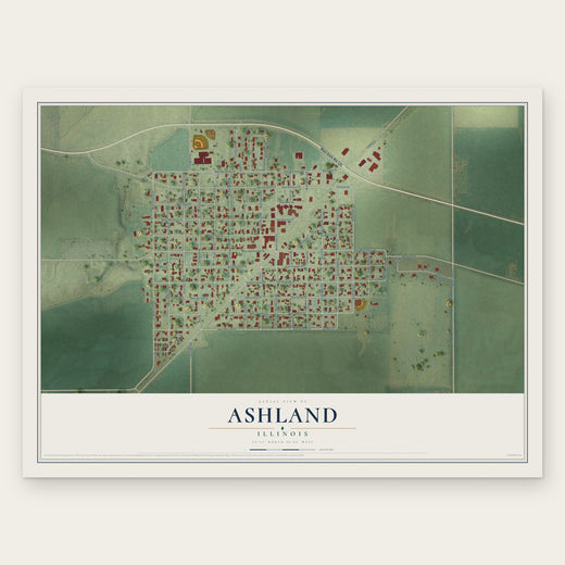 Ashland, Illinois map print, the full design