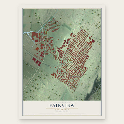 Fairview, New Jersey map print, the full design