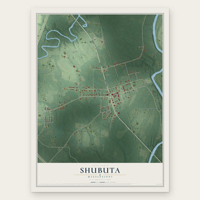 Shubuta, Mississippi map print, the full design