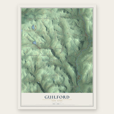 Guilford, New York map print, the full design