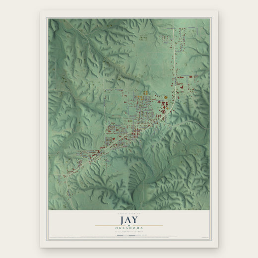 Jay, Oklahoma map print, the full design