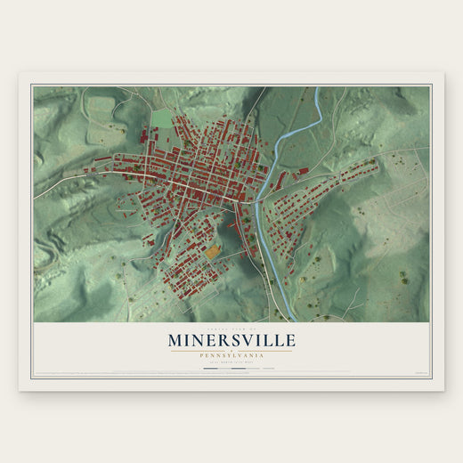 Minersville, Pennsylvania map print, the full design