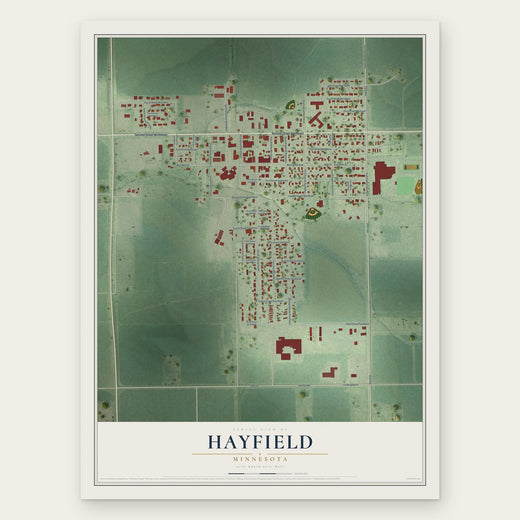 Hayfield, Minnesota map print, the full design