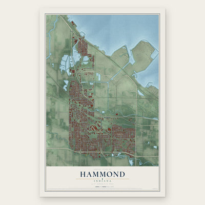 Hammond, Indiana map print, the full design