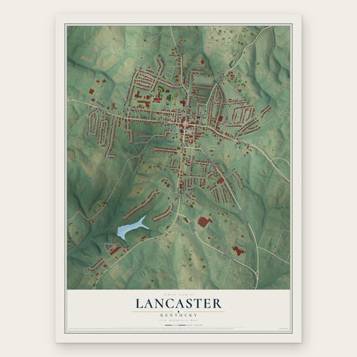 Lancaster, Kentucky map print, the full design