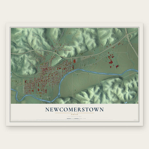 Newcomerstown, Ohio map print, the full design