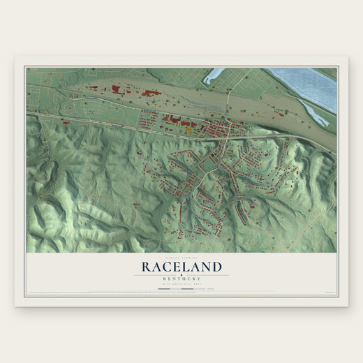 Raceland, Kentucky map print, the full design
