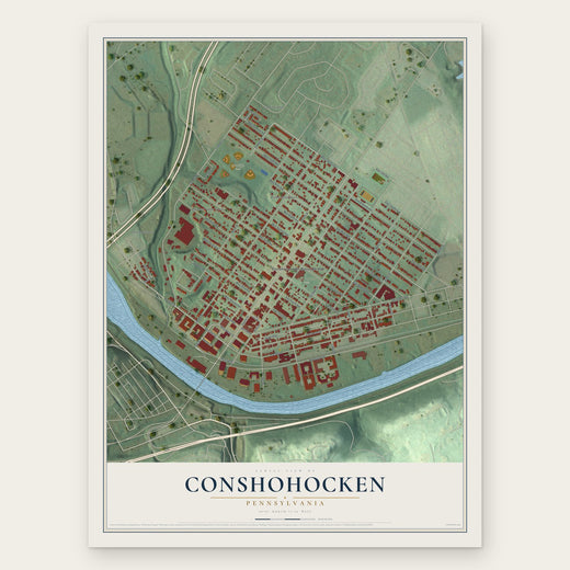 Conshohocken, Pennsylvania map print, the full design