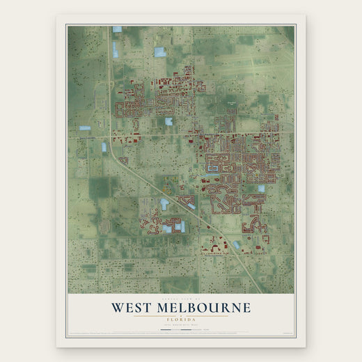 West Melbourne, Florida map print, the full design