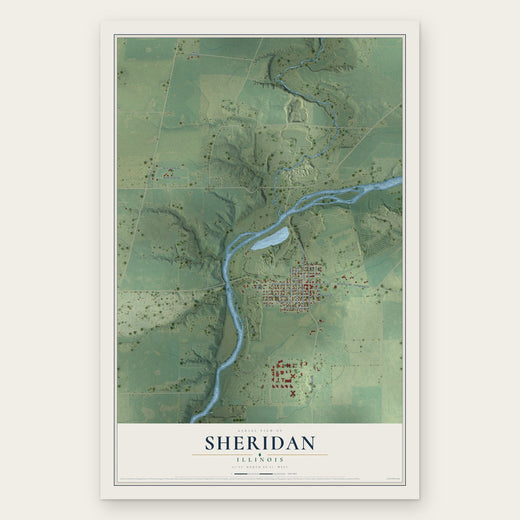 Sheridan, Illinois map print, the full design