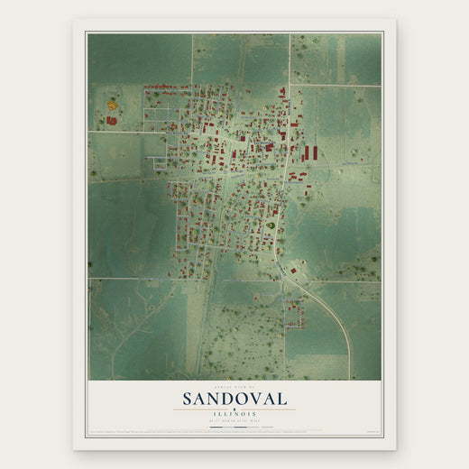 Sandoval, Illinois map print, the full design