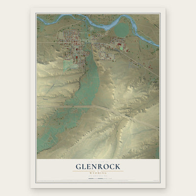 Glenrock, Wyoming map print, the full design