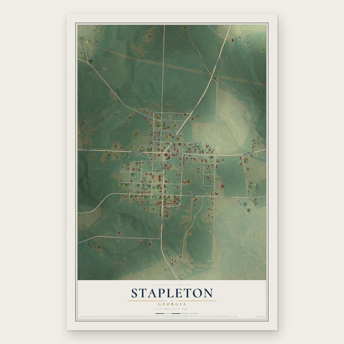 Stapleton, Georgia map print, the full design