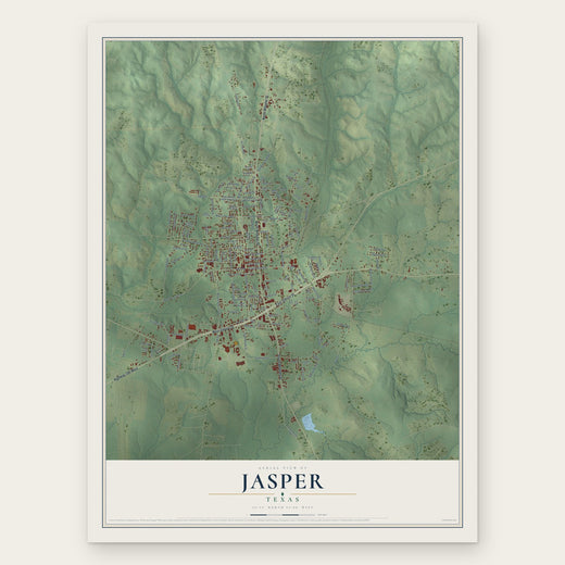 Jasper, Texas map print, the full design