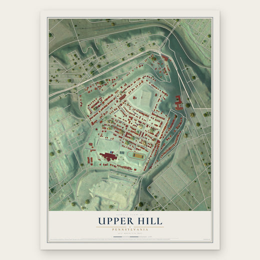Upper Hill, Pennsylvania map print, the full design