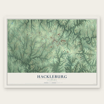 Hackleburg, Alabama map print, the full design