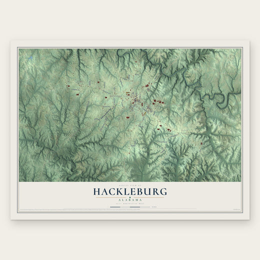 Hackleburg, Alabama map print, the full design