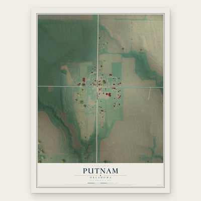 Putnam, Oklahoma map print, the full design