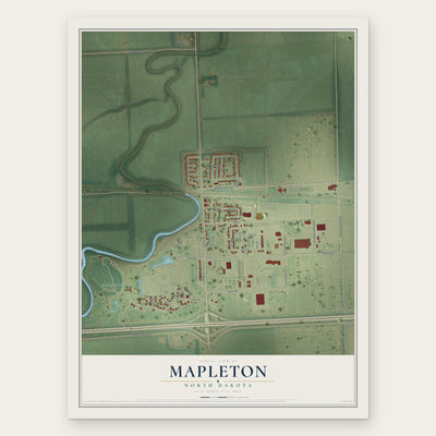 Mapleton, North Dakota map print, the full design