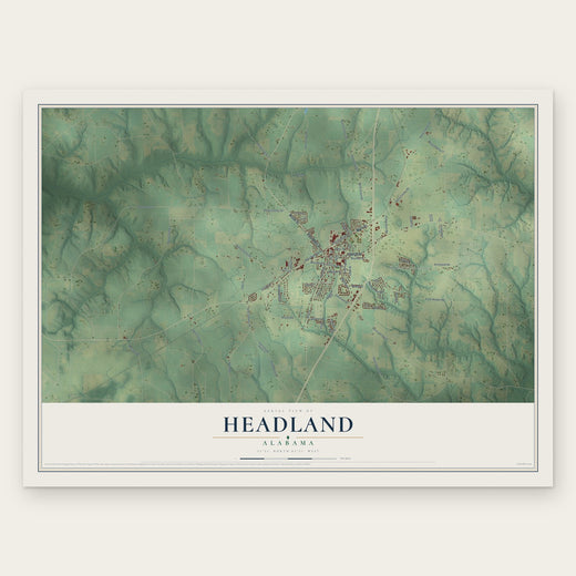 Headland, Alabama map print, the full design