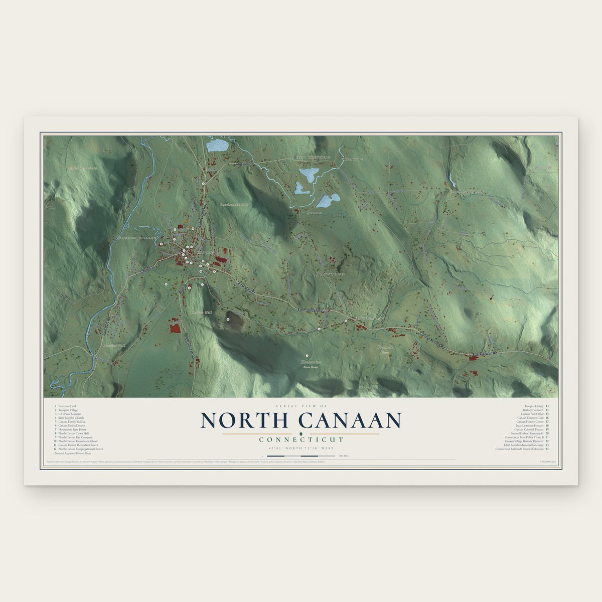North Canaan, Connecticut map print, the full design