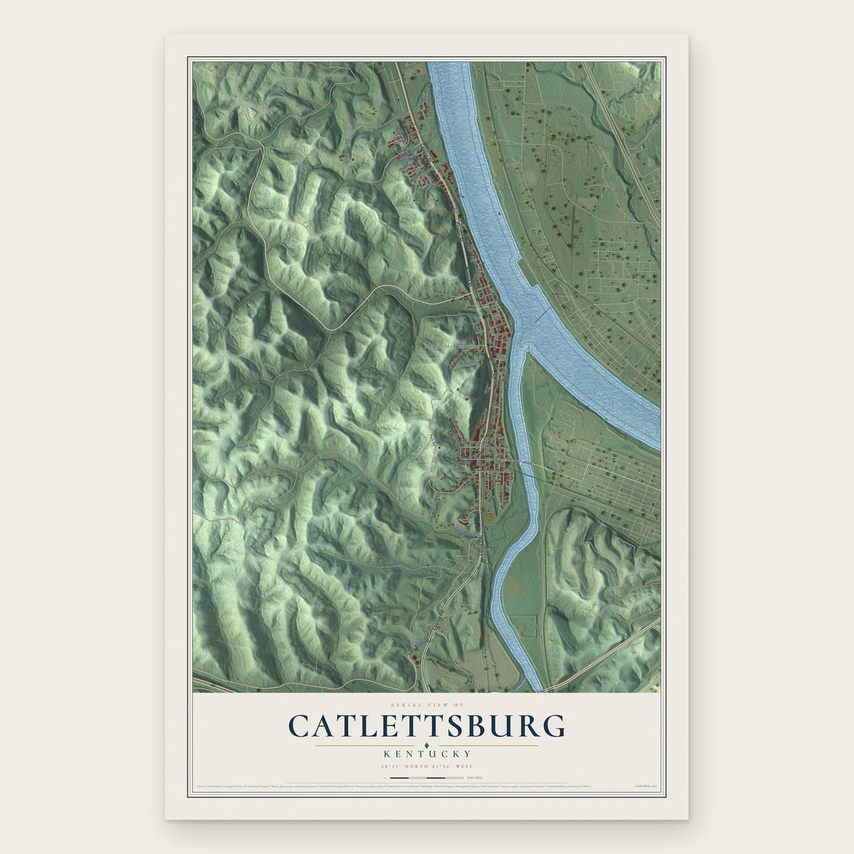 Catlettsburg, Kentucky map print, the full design