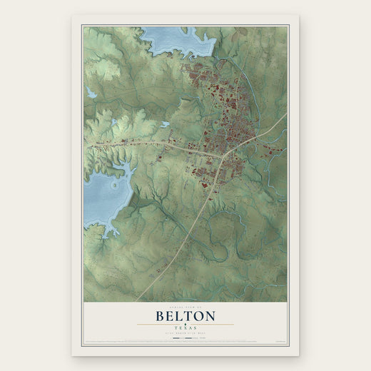 Belton, Texas map print, the full design