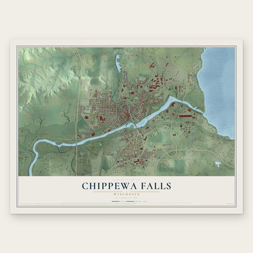Chippewa Falls, Wisconsin map print, the full design