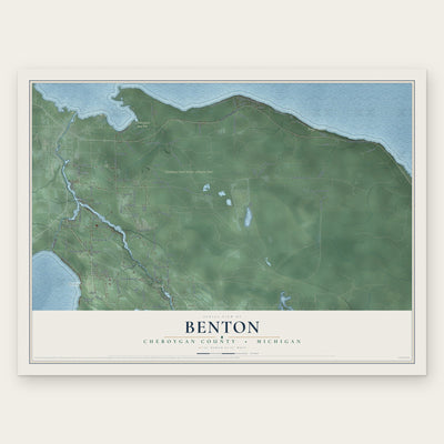 Benton, Cheboygan County, Michigan map print, the full design