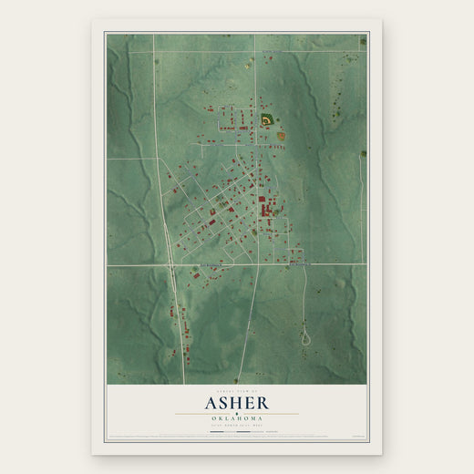 Asher, Oklahoma map print, the full design