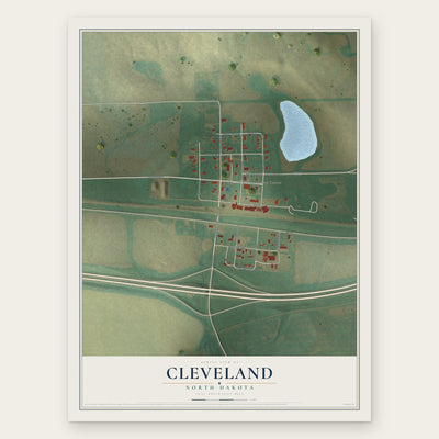 Cleveland, North Dakota map print, the full design