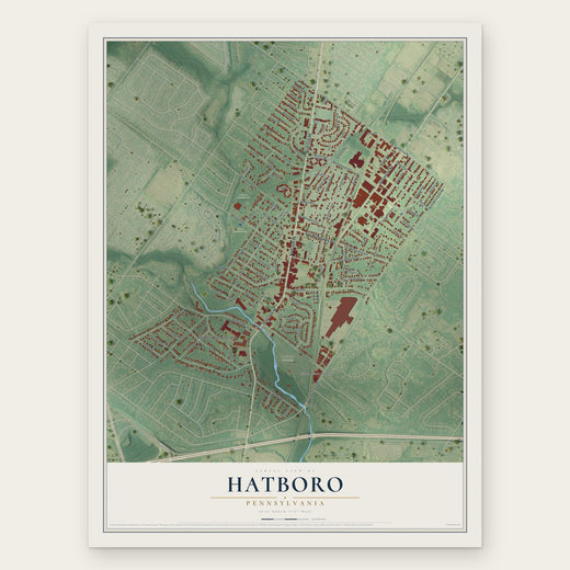 Hatboro, Pennsylvania map print, the full design