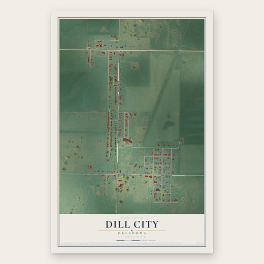 Dill City, Oklahoma map print, the full design