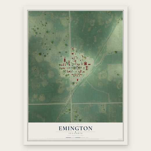 Emington, Illinois map print, the full design