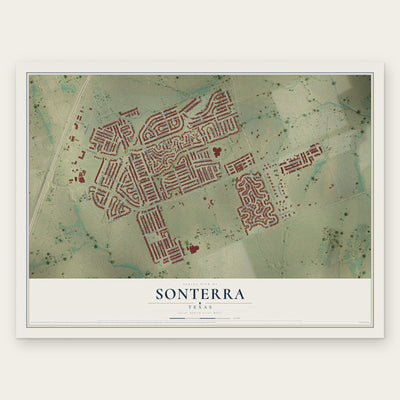 Sonterra, Texas map print, the full design