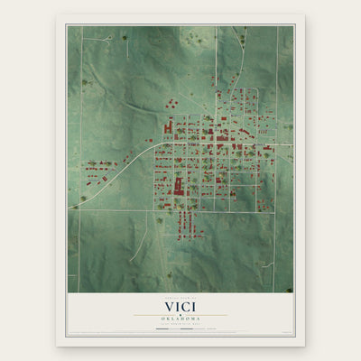 Vici, Oklahoma map print, the full design