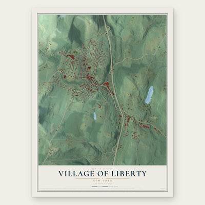 Village of Liberty, New York map print, the full design
