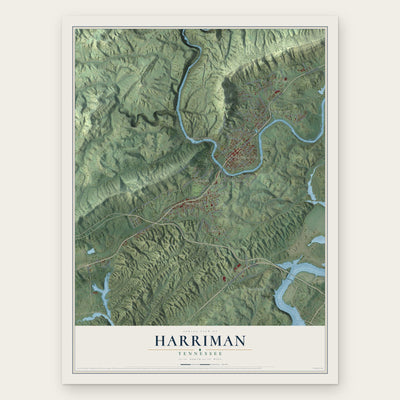 Harriman, Tennessee map print, the full design