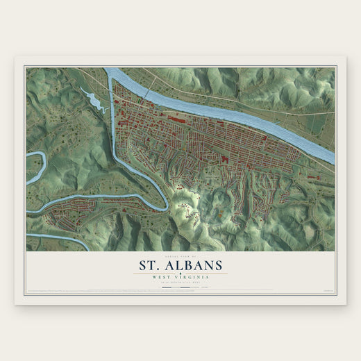 St. Albans, West Virginia map print, the full design