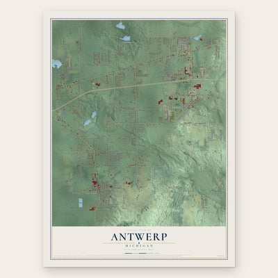 Antwerp, Michigan map print, the full design