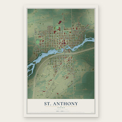 St. Anthony, Idaho map print, the full design