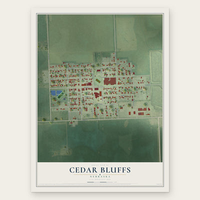 Cedar Bluffs, Nebraska map print, the full design