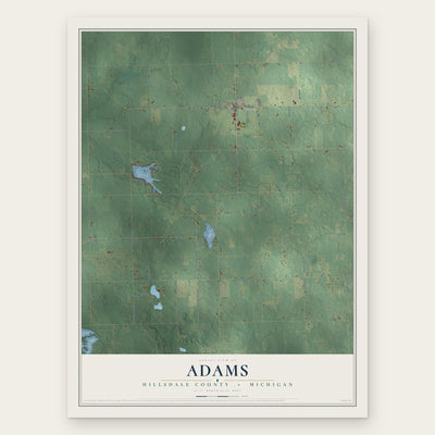 Adams, Hillsdale County, Michigan map print, the full design