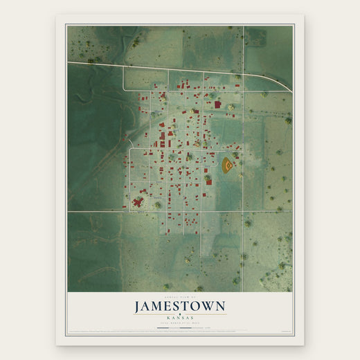 Jamestown, Kansas map print, the full design