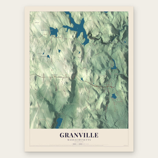 Granville, Massachusetts map print, the full design