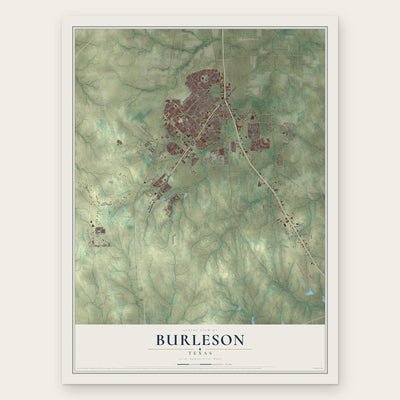 Burleson, Texas map print, the full design