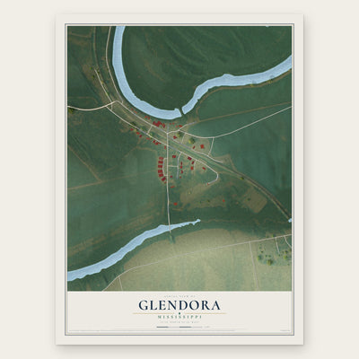 Glendora, Mississippi map print, the full design