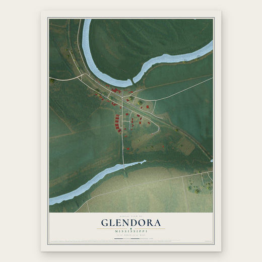 Glendora, Mississippi map print, the full design